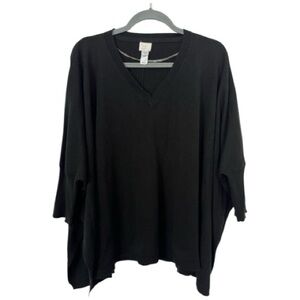 A New Day Poncho Style Black V-Neck Sweater One Size Flowy Oversized Sweater